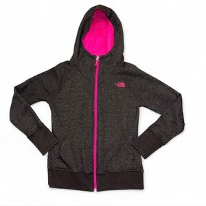 The North Face Women’s Medium Zip Up Hoodie - Charcoal & Neon Pink